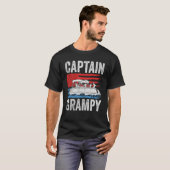 Pontoon Captain Grampy Us American Flag  Boat Owne T-shirt (Voorkant volledig)