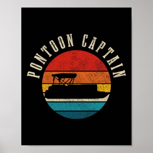 Pontoon Captain Vintage Pontooning Boating Boat Fu Poster (Voorkant)