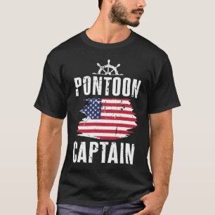 Pontoon kapitein Amerikaanse vlag opa T-shirt