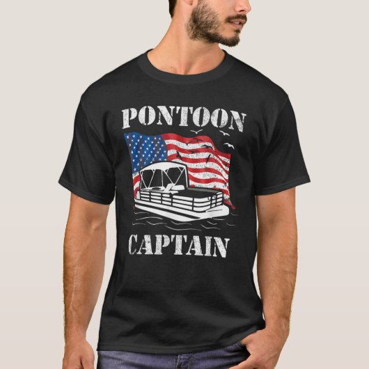 Pontoon kapitein Amerikaanse vlag Pontoon Boat Lov T-shirt (Voorkant)