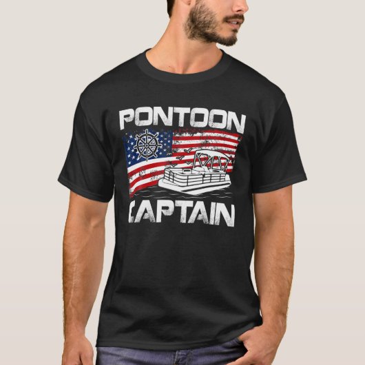 Pontoon kapitein Amerikaanse vlag Pontoon Boat Lov T-shirt (Voorkant)