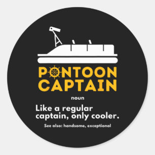 Pontoon Kapitein Definitie - Grappige Boot Pontone Ronde Sticker