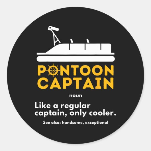 Pontoon Kapitein Definitie - Grappige Boot Pontone Ronde Sticker (Voorkant)