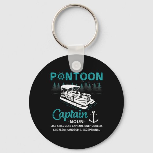 Pontoon Kapitein Definitie Grappige Pontoon Boot B Sleutelhanger (Voorkant)