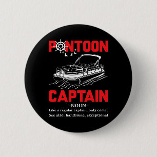 Pontoon Kapitein Definitie Grappige Pontoonboot Bo Ronde Button 5,7 Cm