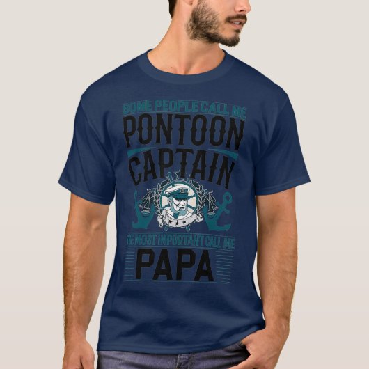 Pontoon Kapitein Papa Fathers Day T-shirt (Voorkant)