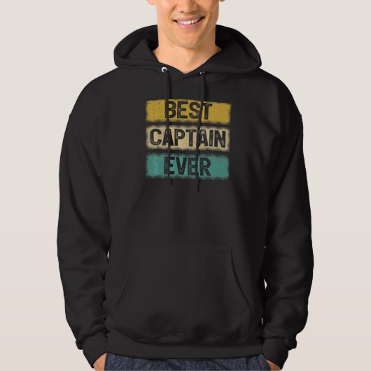 Pontoon kapitein Vinatge Retro Beste kapitein ooit Hoodie (Voorkant)
