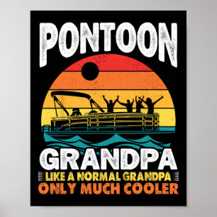 Pontoon opa kapitein Retro Funny Boating Father Poster
