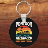 Pontoon opa kapitein Retro Funny Boating Father Sleutelhanger (Voorkant)