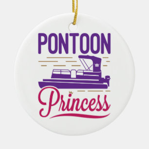Pontoon Princess Pontooning Motor Boating Keramisch Ornament