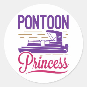 Pontoon Princess Pontooning Motor Boating Ronde Sticker