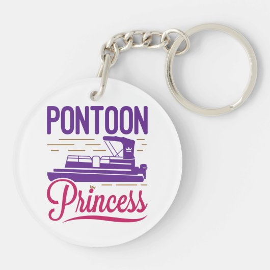 Pontoon Princess Pontooning Motor Boating Sleutelhanger (Achterkant)