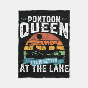 Pontoon Queen Funny Boating Lake Pontooning Womens Fleece Deken