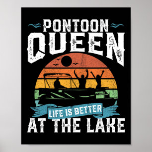 Pontoon Queen Funny Boating Lake Pontooning Womens Poster