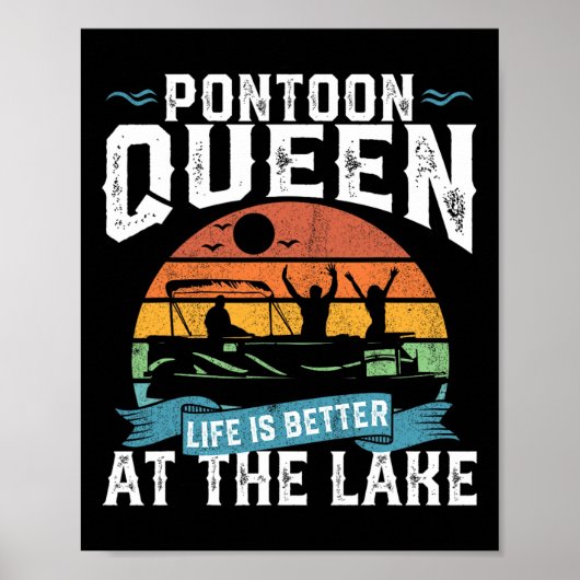 Pontoon Queen Funny Boating Lake Pontooning Womens Poster (Voorkant)