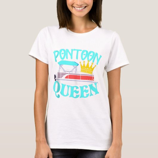 Pontoon Queen Funny Boating Lake Summer Gift  T-shirt (Voorkant)