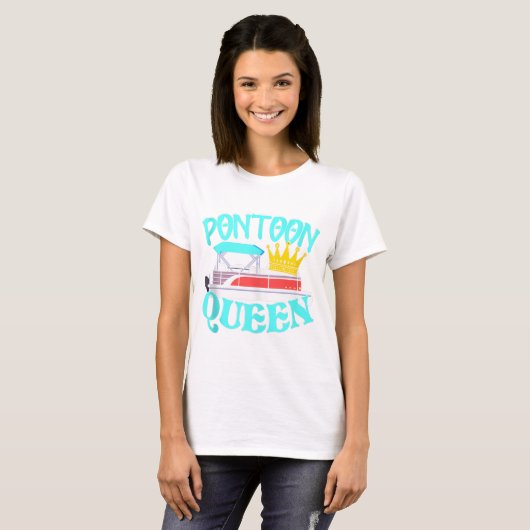 Pontoon Queen Funny Boating Lake Summer Gift  T-shirt (Voorkant volledig)