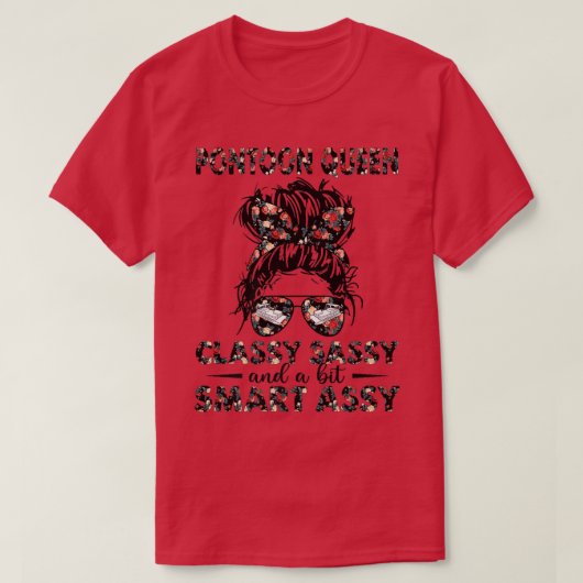 Pontoon Queen Messy Bun Classy Sassy en een beetje T-shirt (Design voorkant)