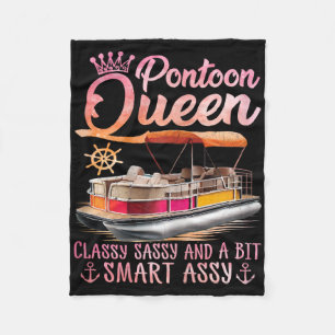Pontoon Queen Pontoon Boat Party Lake Pontooning S Fleece Deken