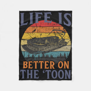 Pontoon White Pontoon Captain Boating Funn Fleece Deken