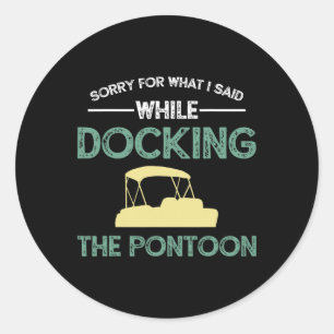 Pontoonboot-kapitein zeilen ronde sticker