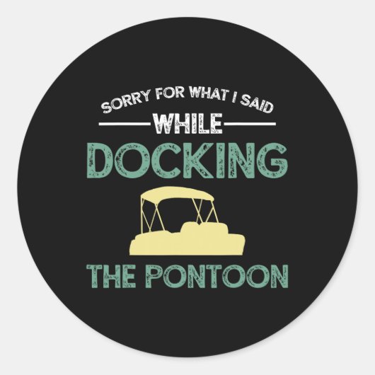 Pontoonboot-kapitein zeilen ronde sticker (Voorkant)