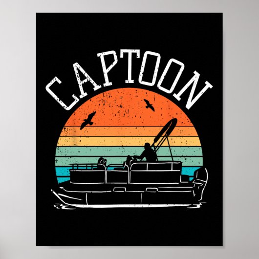 Pontoonbootkapitein I Captoon I schipper pontonboo Poster (Voorkant)