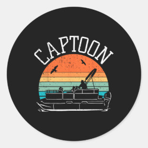 Pontoonbootkapitein I Captoon I Skipper Pontonboot Ronde Sticker