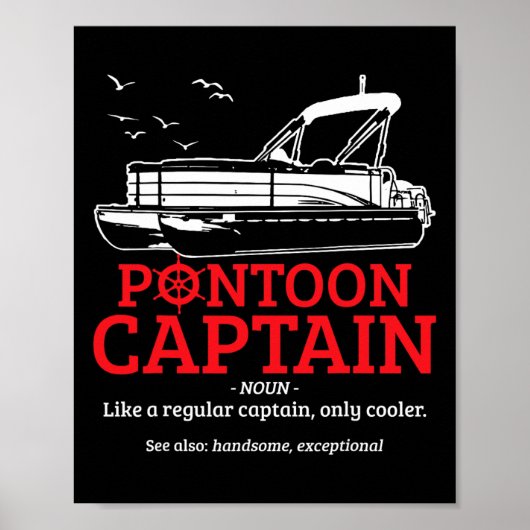 Pontoonkapitein Definitie Grappige Pontoonboot Boo Poster (Voorkant)