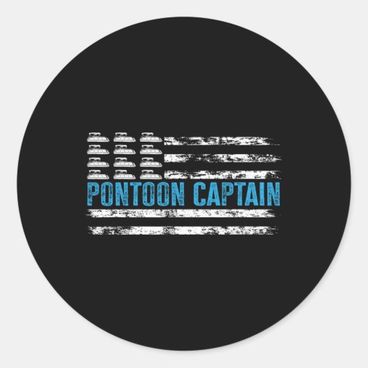 Pontoonkapitein Funny Boating 4 juli pontoon B Ronde Sticker (Voorkant)