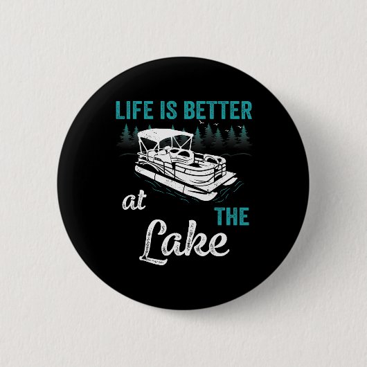 Pontoonkapitein Het Leven Is Beter Op De Pontoon V Ronde Button 5,7 Cm (Voorkant)