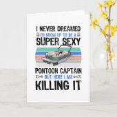 Pontoonkapitein meer motorboot cadeau kaart (Gele Bloem)