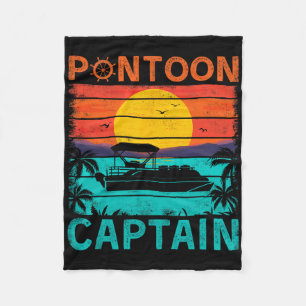 Pontoonkapitein Vintage Stijl Pontonboot Varen Fleece Deken