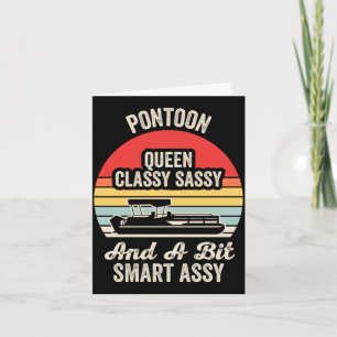 Pontoonkoningin grappige boot retro zonsondergang  kaart