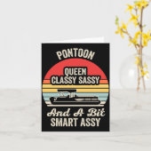 Pontoonkoningin grappige boot retro zonsondergang kaart (Gele Bloem)