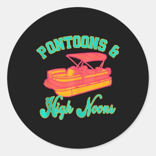 Pontoons en hoge noons ronde sticker (Voorkant)