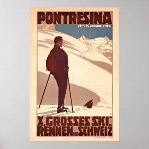 Pontresina Alpen Graubünden Zwitserland Vintage Sk Poster