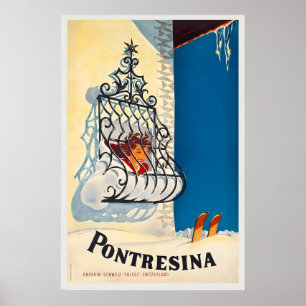 Pontresina Engadin Zwitserland Schweiz Suisse Poster