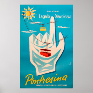 Pontresina Ski Zwitserland Vintage Travel Poster