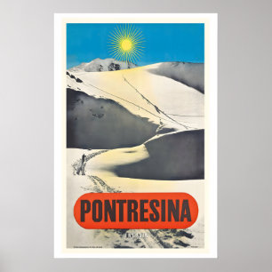 Pontresina Zwitserland Vintage Ski-poster Poster