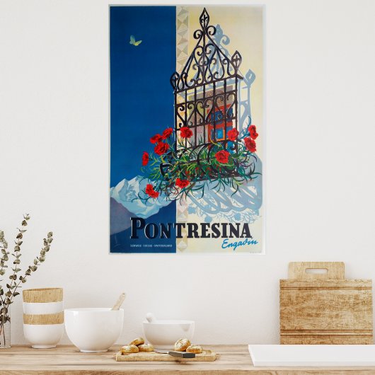 Pontresina - Zwitserland, Vintage Travel Poster (Keuken)