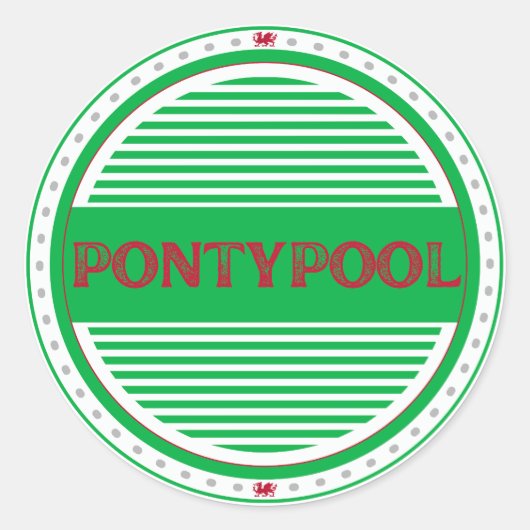 Pontypool City Pride Embleem – Welshe Identiteit Ronde Sticker (Voorkant)
