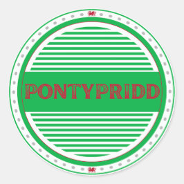 Pontypridd City Pride Embleem – Welshe Identiteit Ronde Sticker