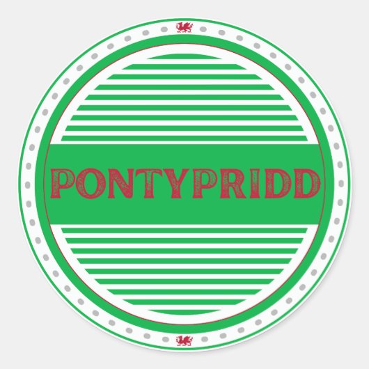 Pontypridd City Pride Embleem – Welshe Identiteit Ronde Sticker (Voorkant)
