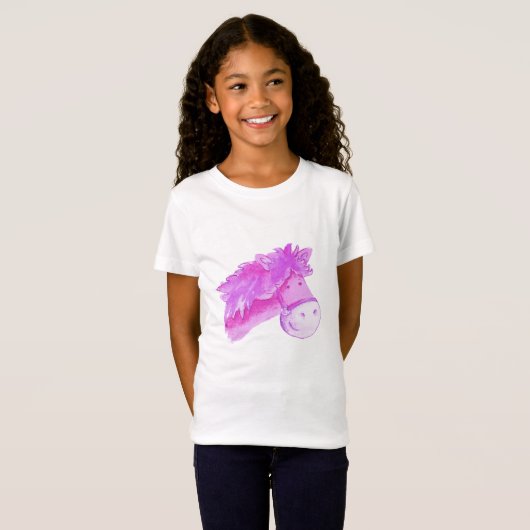 Pony aangezicht paars roze kinder t-shirt (Voorkant volledig)