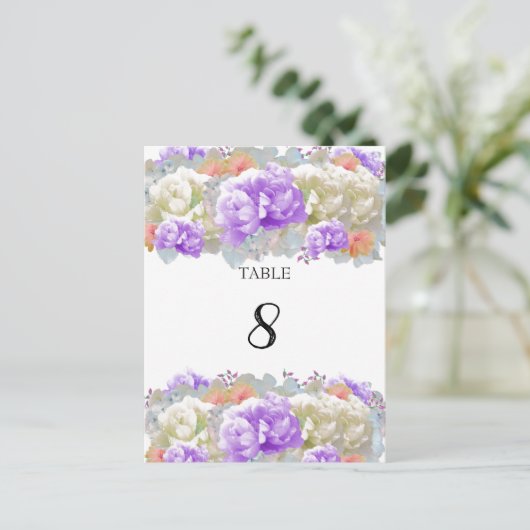 Pony Abriot and Plum Table Seating Number Kaart (Staand voorkant)