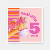 Pony art 5e verjaardag meisjes aangepast servet (Voorkant)