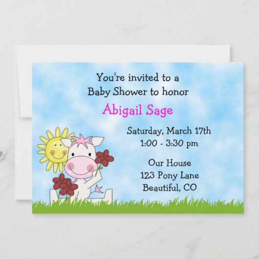 Pony Baby shower voor meisjes Kaart (Voorkant)
