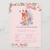 Pony Bloemen Baby shower Kaart (Voorkant / Achterkant)