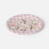 Pony bloemen en plaid verjaardagsfeest borden papieren bordje (Gekanteld)